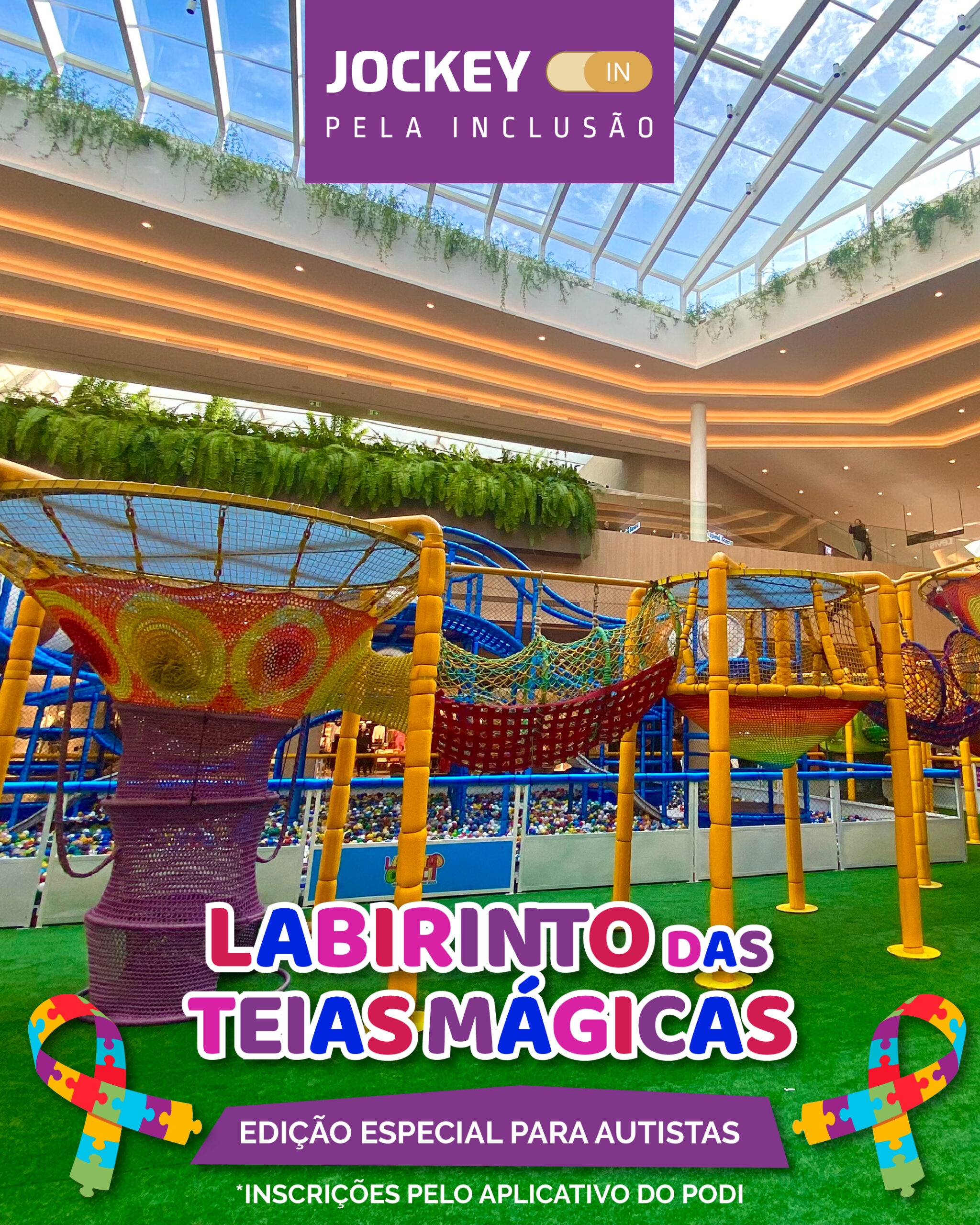 Jockey Plaza Shopping promove manhã inclusiva no Labirinto das Teias Mágicas